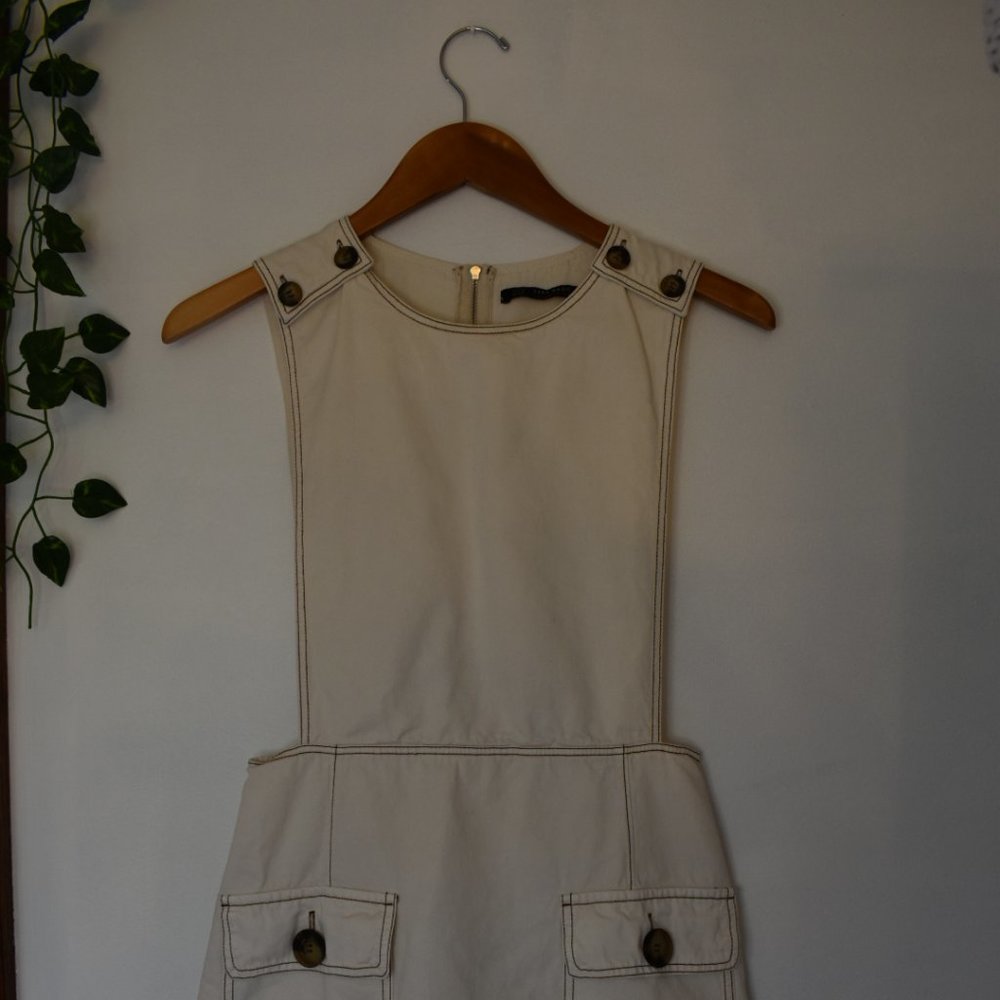 Zara Off-White Overall Dress